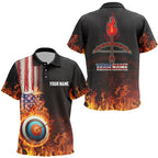 Personalized US Flag Flaming Target Archery 3D Polo Shirts, Fire Bow Arrow Archery Jerseys