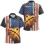 Personalized US Flag Archery Bow And Arrow Fire 3D Polo Shirts, Custom Archery Team Jerseys