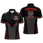 Personalized Style Black Red 8 Ball Billiard 3D Polo Shirts, Custom 8 Ball Pool Team Shirts