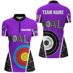 Custom Name Purple Archery Goal Quarter-Zip Shirts, 3D Target Archery Jerseys For Team
