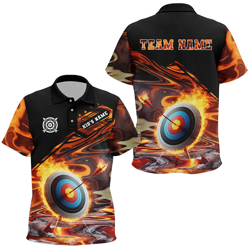 Personalized Flaming Target Archery Polo Shirts, Best Archery Target Shirts For Archers