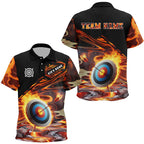 Personalized Flaming Target Archery Polo Shirts, Best Archery Target Shirts For Archers