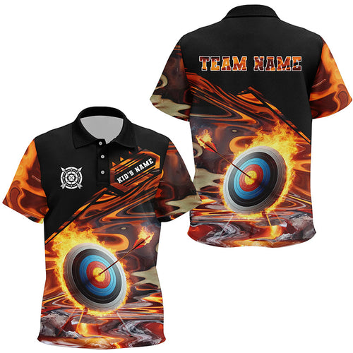 Personalized Flaming Target Archery Polo Shirts, Best Archery Target Shirts For Archers