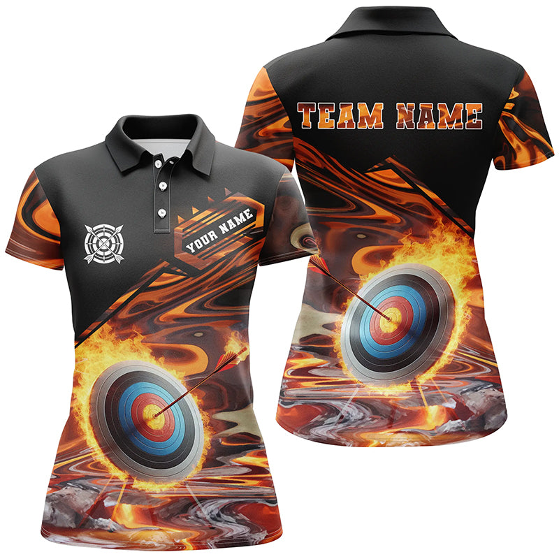 Personalized Flaming Target Archery Polo Shirts, Best Archery Target Shirts For Archers
