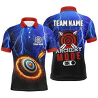 Personalized Archery Mode On Thunder Lightning Blue Polo Shirts, 3D Target Archery Jerseys