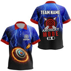 Personalized Archery Mode On Thunder Lightning Blue Polo Shirts, 3D Target Archery Jerseys