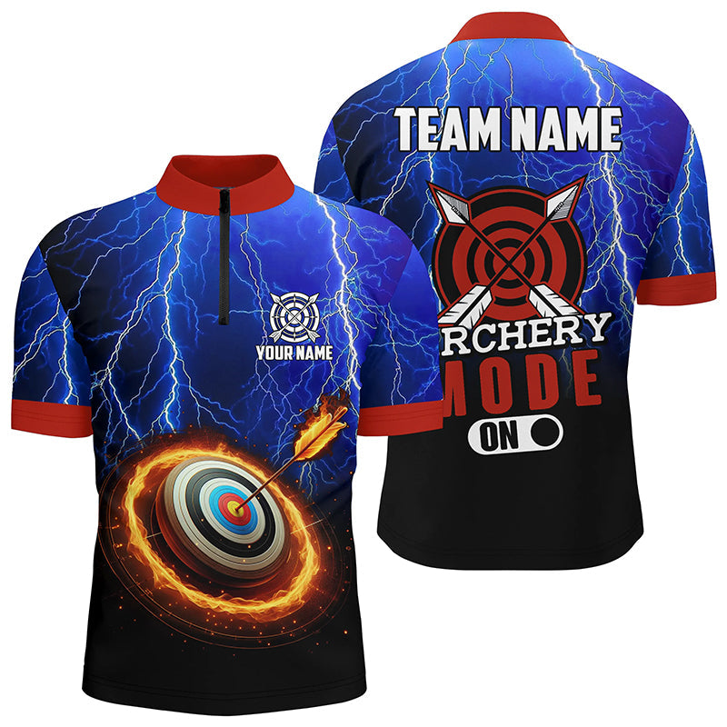 Personalized Archery Mode On Lightning Blue Quarter-Zip Shirts, 3D Target Archery Jerseys
