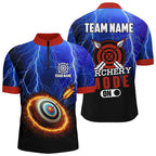 Personalized Archery Mode On Lightning Blue Quarter-Zip Shirts, 3D Target Archery Jerseys