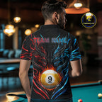 Blue And Red Custom Dragon 9 Ball Fire Billiard Shirts, Pool Team Jersey Polo & 1/4 Zip
