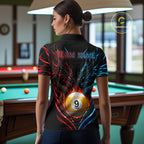 Blue And Red Custom Dragon 9 Ball Fire Billiard Shirts, Pool Team Jersey Polo & 1/4 Zip