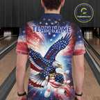 American Flag Eagle Bowling Polo & 1/4 Zip Shirts Custom Patriotic Bowling Team Jersey