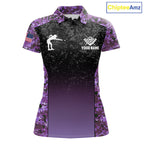 Custom Purple Camo US Flag 8 Ball Pool Shirt, Billiard Team Jersey Polo & 1/4 Zip