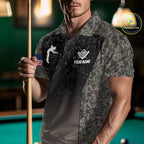Custom Vintage Camo US Flag 8 Ball Pool Shirt, Billiard Team Jersey Polo & 1/4 Zip
