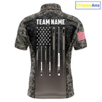 Custom Vintage Camo US Flag 8 Ball Pool Shirt, Billiard Team Jersey Polo & 1/4 Zip