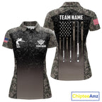 Custom Vintage Camo US Flag 8 Ball Pool Shirt, Billiard Team Jersey Polo & 1/4 Zip