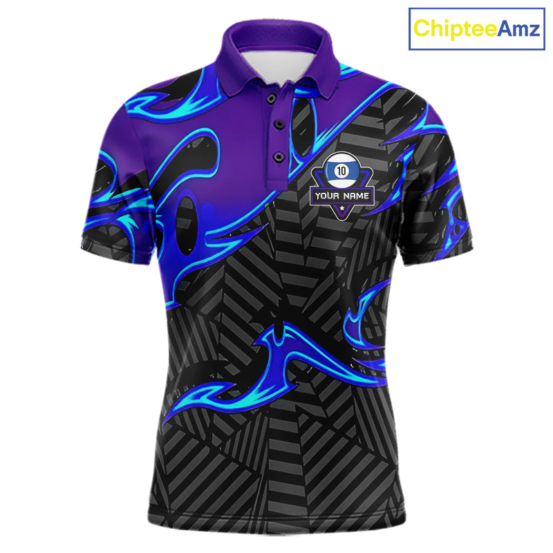 Personalized Blue Purple 10 Ball Pool Billiard Shirts Custom 10 Ball Billiard Team Jersey