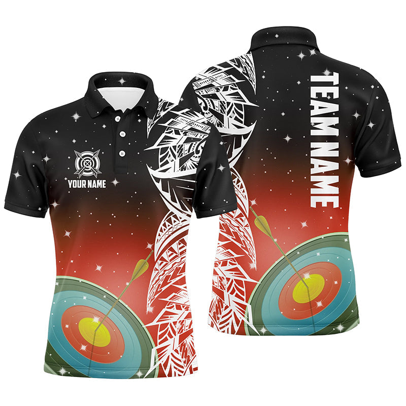 Personalized 3D Target Archery Red Galaxy Pattern Polo Shirts, Team League Archery Jerseys