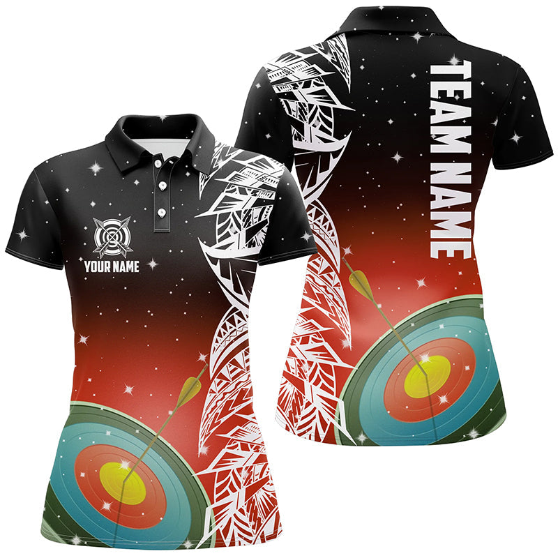 Personalized 3D Target Archery Red Galaxy Pattern Polo Shirts, Team League Archery Jerseys