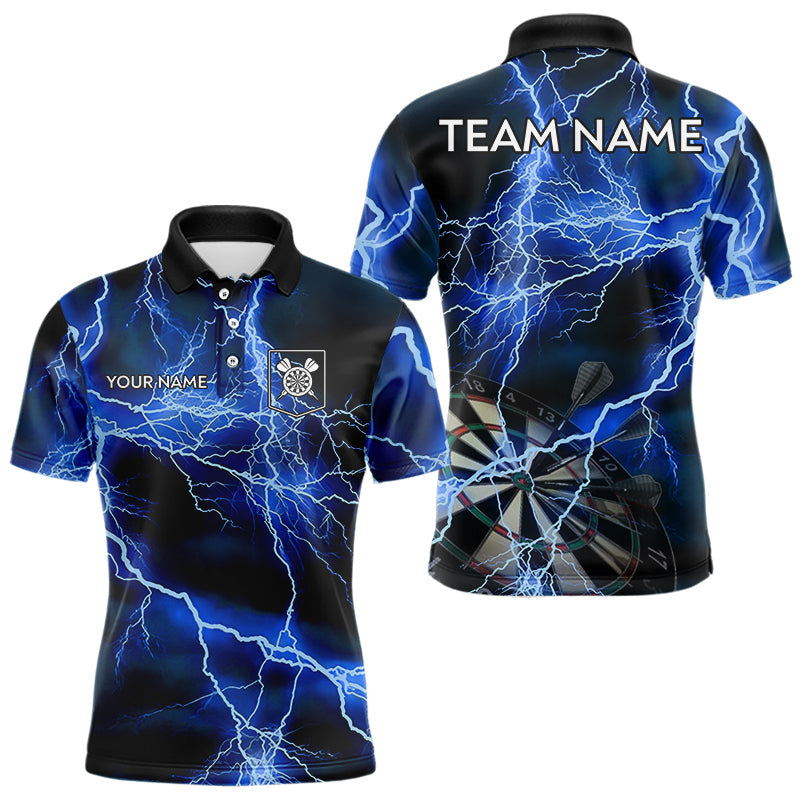 Blue And Black Thunder Lightning Dart Shirts With Pocket Custom 3D Darts Team Jerseys