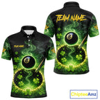 Personalized St Patrick Day Smoke 8 Ball Billiard Shirt, Luckiest Shamrock Pool Jersey