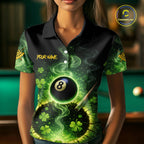Personalized St Patrick Day Smoke 8 Ball Billiard Shirt, Luckiest Shamrock Pool Jersey