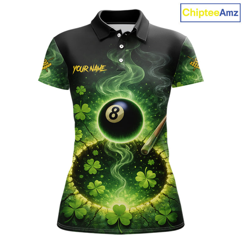 Personalized St Patrick Day Smoke 8 Ball Billiard Shirt, Luckiest Shamrock Pool Jersey
