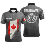 Personalized Grunge Canada Archery Polo Shirts, Custom Canadian Flag Shirts For Archers