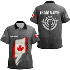 Personalized Grunge Canada Archery Polo Shirts, Custom Canadian Flag Shirts For Archers