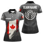 Personalized Grunge Canada Archery Polo Shirts, Custom Canadian Flag Shirts For Archers