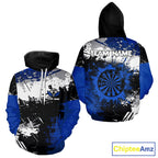 Custom Blue Grunge Darts Hoodie And Custom Darts Jersey, Darts League Team Shirts