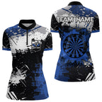 Custom Blue Grunge Darts Shirt With Pocket Option, Dart Team Jersey