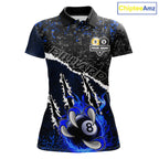 Black and Blue Flaming Claw 8 Ball & 9 Ball Billiard Shirts Custom Pool Team Jersey