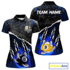 Black and Blue Flaming Claw 8 Ball & 9 Ball Billiard Shirts Custom Pool Team Jersey