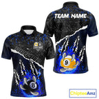 Black and Blue Flaming Claw 8 Ball & 9 Ball Billiard Shirts Custom Pool Team Jersey