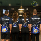 Black and Blue Flaming Claw 8 Ball & 9 Ball Billiard Shirts Custom Pool Team Jersey