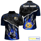 Black and Blue Flaming Claw 8 Ball & 9 Ball Billiard Shirts Custom Pool Team Jersey