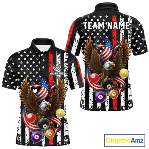 Billiard Eagle American Flag Stripes Pool Jersey Custom Patriotic Billiard Team Shirt