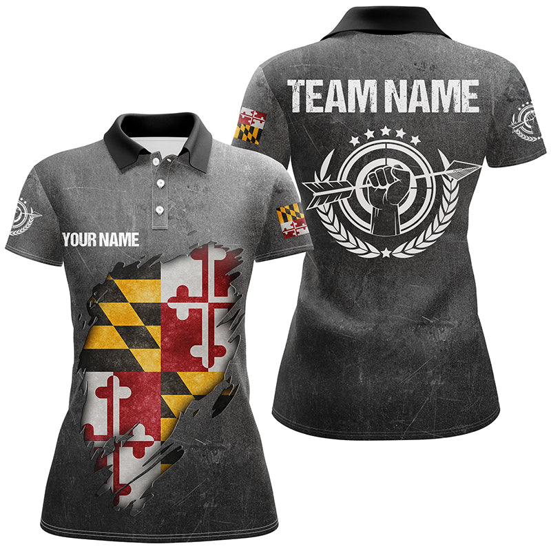 Personalized Grunge Maryland Archery Shirts, Custom Maryland Flag Shirts For Archers