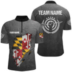 Personalized Grunge Maryland Archery Shirts, Custom Maryland Flag Shirts For Archers