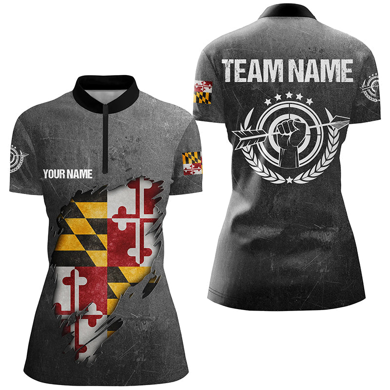 Personalized Grunge Maryland Archery Shirts, Custom Maryland Flag Shirts For Archers