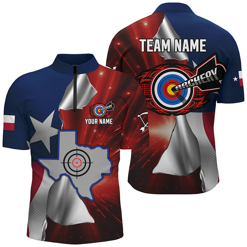 Personalized Texas Flag 3D Printed Archery Shirts, Best Patriotic Texas Archery Team Jerseys