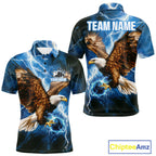 Blue Lightning Thunder Custom Eagle Bowling Shirts Personalized Bowling League Team Jersey