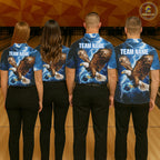 Blue Lightning Thunder Custom Eagle Bowling Shirts Personalized Bowling League Team Jersey