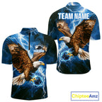 Blue Lightning Thunder Custom Eagle Bowling Shirts Personalized Bowling League Team Jersey