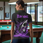 Black And Purple 8 Ball Shark Billiard League Shirt Custom Pool Team Jersey Polo & 1/4 Zip