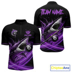 Black And Purple 8 Ball Shark Billiard League Shirt Custom Pool Team Jersey Polo & 1/4 Zip