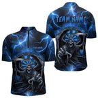 Personalized Blue Grim Reaper Custom Thunder Lightning Dart Shirts, 3D Darts Team Jerseys