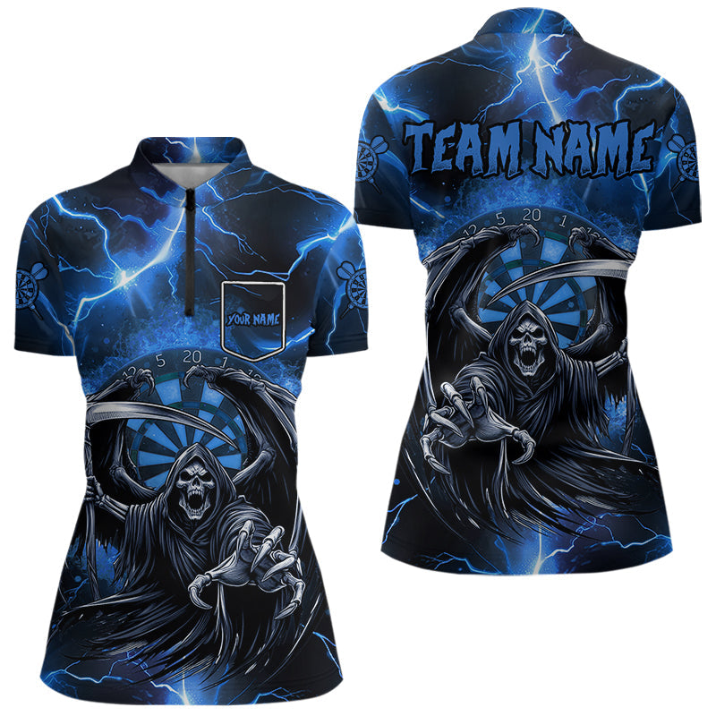Blue Grim Reaper Custom Thunder Lightning Dart Shirts, Darts Jerseys