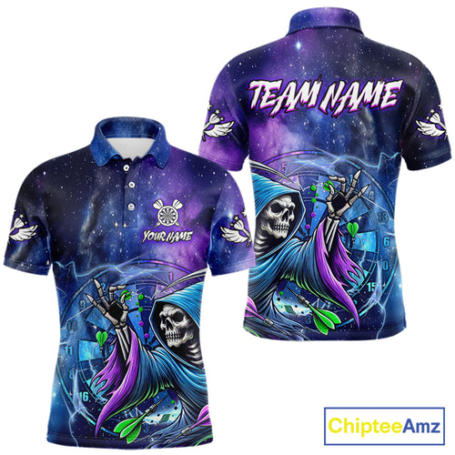 Funny Grim Reaper Blue Purple Galaxy Dart Shirts Custom Glowing Dart Jerseys Outfits