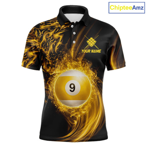 Personalized Lightning 9 Ball Billiard Shirt, 9 Ball Pool Team Jersey Polo & 1/4 Zip